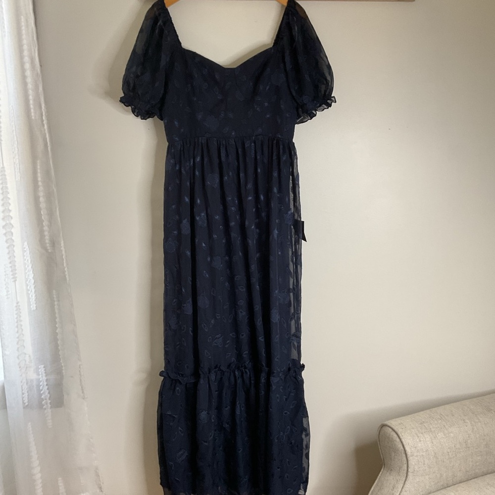Lulu's Navy Blue Puff Sleeve Maxi Dress - Picture 4 of 15
